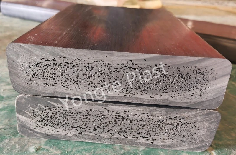 200 x 50 mm kierrätettyä kiinteää muovia oleva puutavarakone testattu onnistuneesti